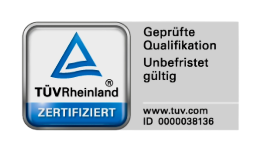 TÜV Rheinland ZERTIFIZIERT – persönlich geprüfte Qualifikation TÜV Rheinland ZERTIFIZIERT – persönlich geprüfte Qualifikation, ID 0000038136