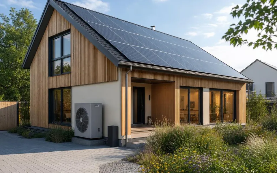 Niedrigstenergiehaus in Österreich mit vollflächigem Photovoltaik-Dach und Wärmepumpe – förderfähiger Neubau 2026 Niedrigstenergiehaus in Österreich mit vollflächigem Photovoltaik-Dach und Wärmepumpe – förderfähiger Neubau 2026